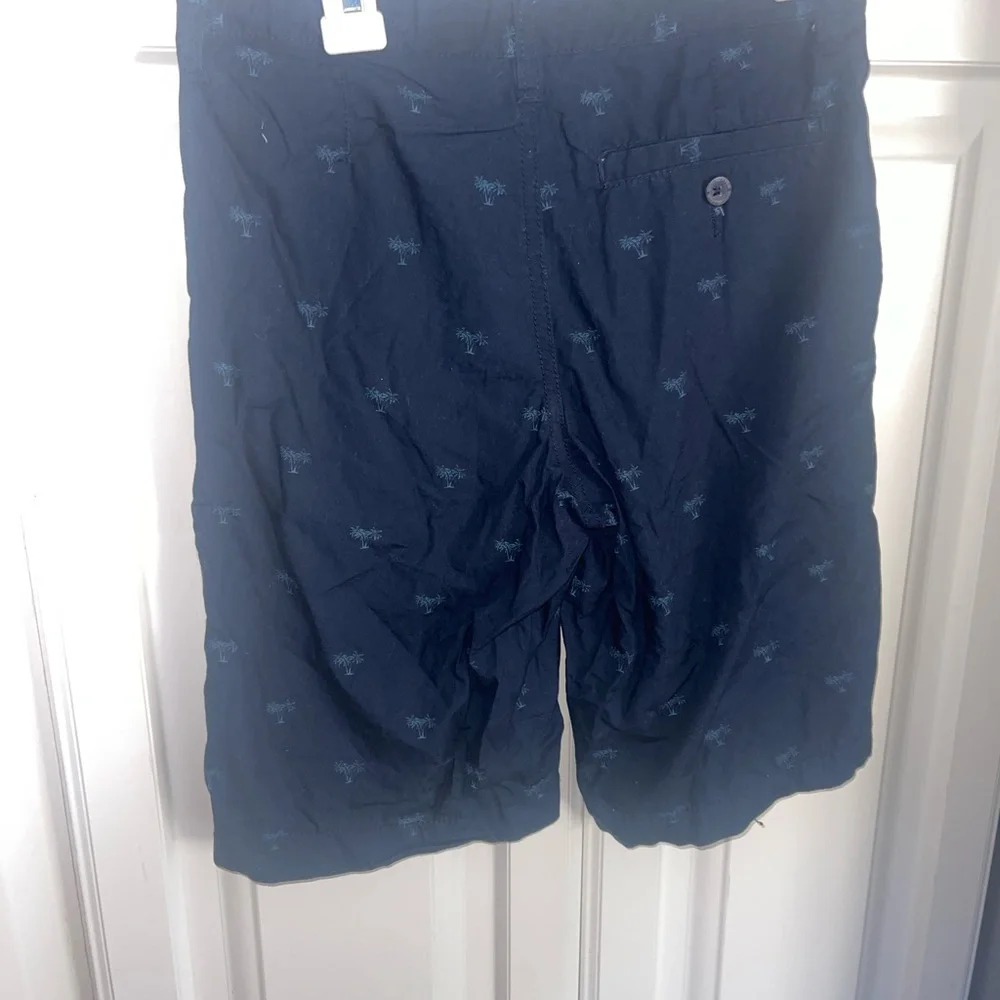 Old Navy Boys Navy Blue Palm‎ Tree Bermuda Shorts Adjustable Waist Sz 10